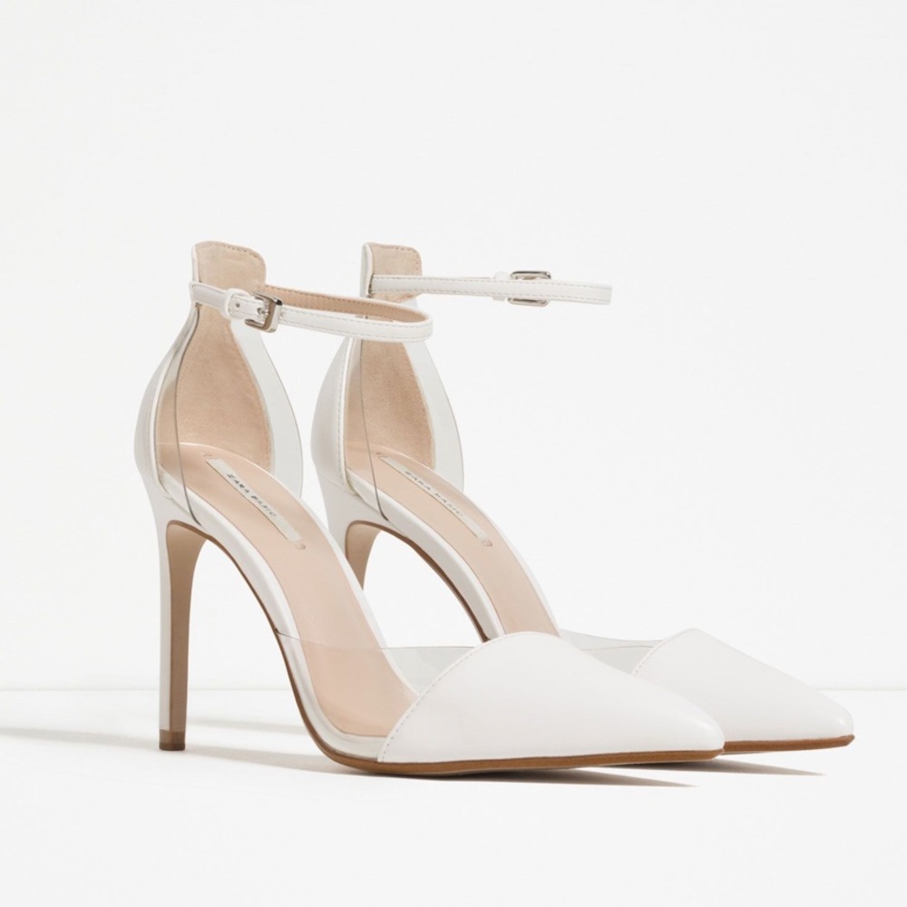New Zara Vinyl D’orsay white heels